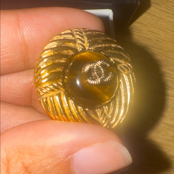 tiger eye chanel  Logo Earrings - Picture 6 of 8